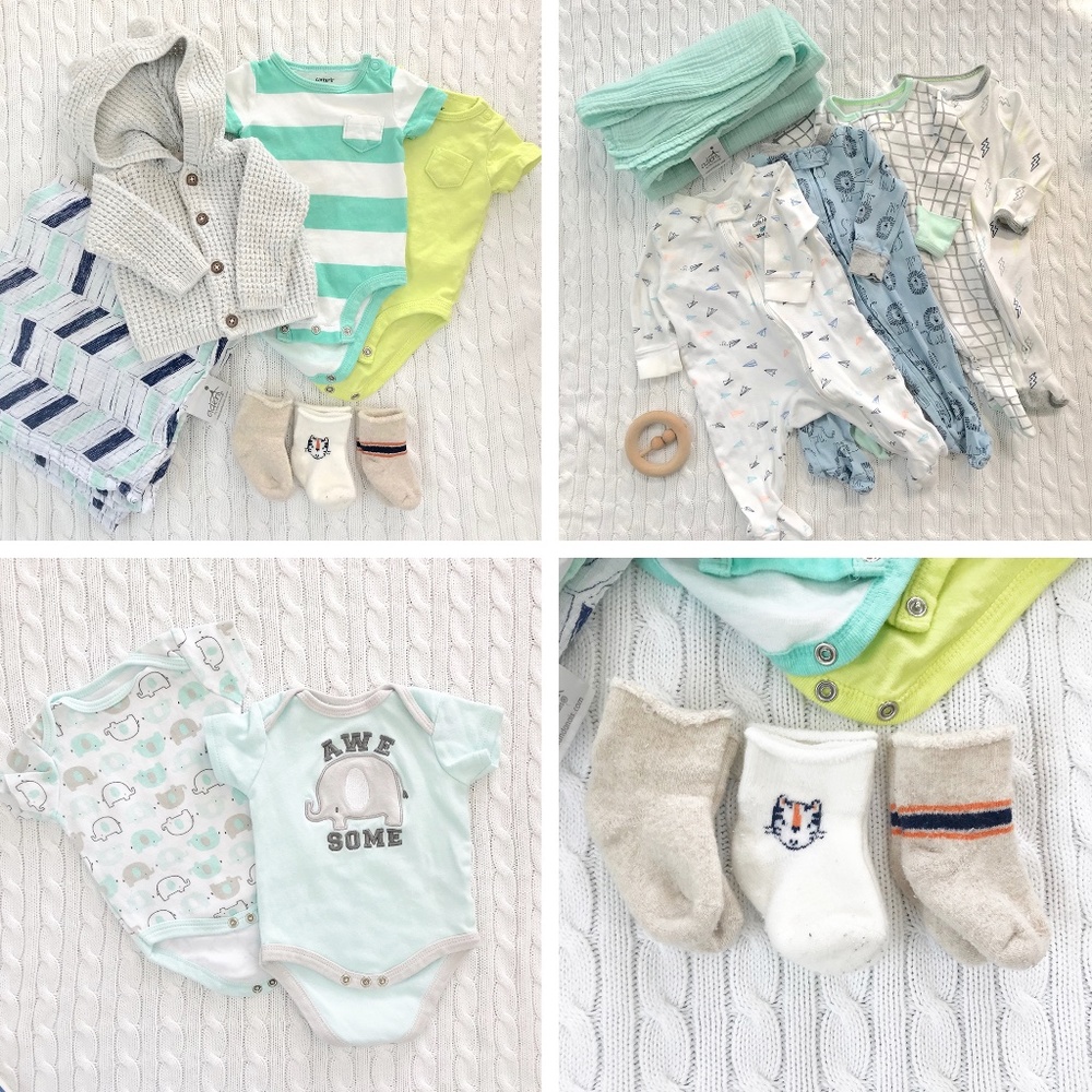 New Borne Baby Boy 15 Pice Lot Clothes & Swaddles